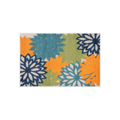 Tapis floral ivoire / multicolore intérieur / extérieur