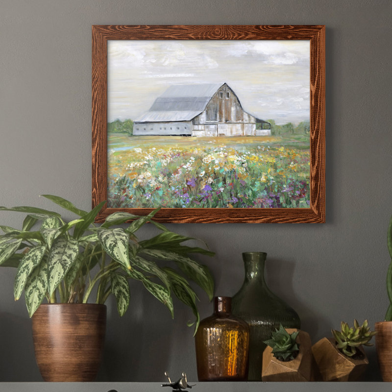 Country Fields - Cadre photo, reproduction d'art sur toile, H 24 po x l 18 po x P 1,5 po, Toile avec cadre érable