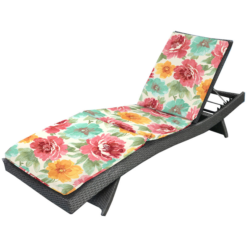 72" x 21" Outdoor Chaise Lounge Cushion with Ties and Loop, Muree Beach