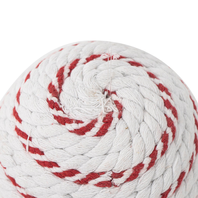 Ornement boule rayée menthe poivrée