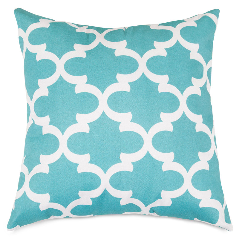 Trellis Geometric Outdoor Reversible Throw Pillow, Large, Teal