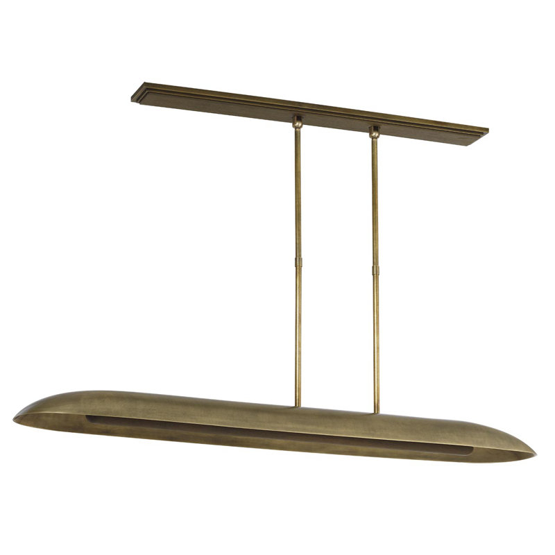 Anne-Marie Barton Remi 60" Linear Pendant, Mottled Brass and Warm Walnut