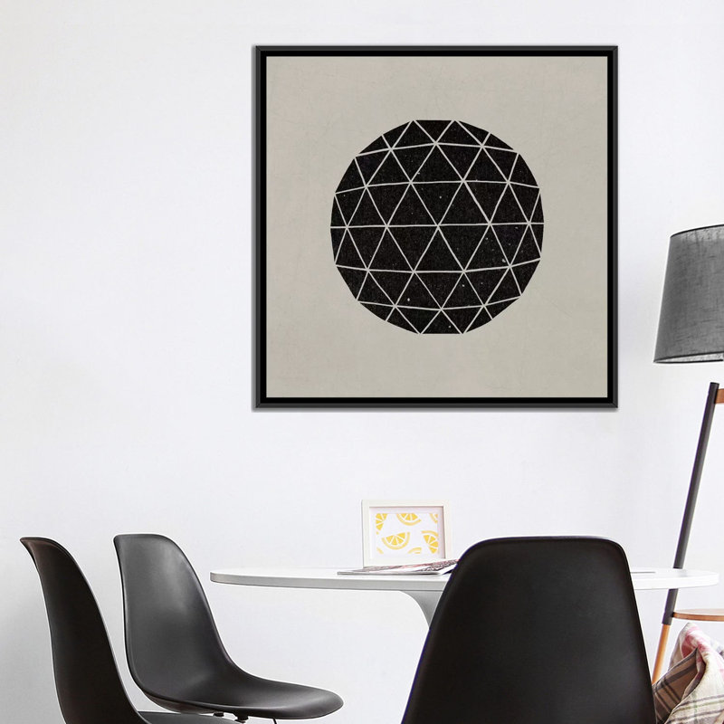 « dark géodésique », impression sur toile, H 18 po x l 18 po x P 1,5 po, Toile encadrée noire, Pas de tapis