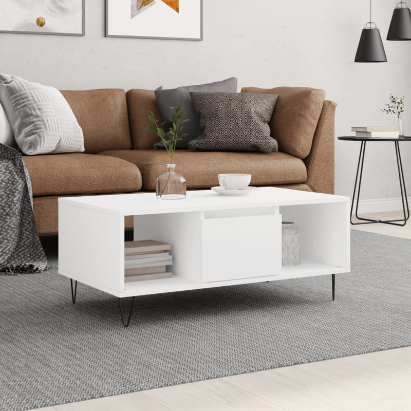 Nairah Four Leg Coffee Table with Storage, White
