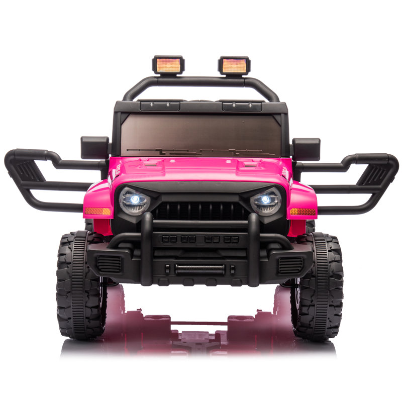 Voiture 12V pour enfants avec télécommande parentale, lumières Bluetooth et DEL, Noir / Rose
