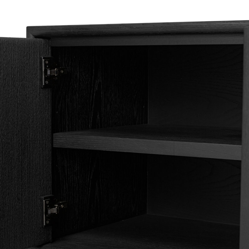 Rosenell Media Console-Oak Solid, Black