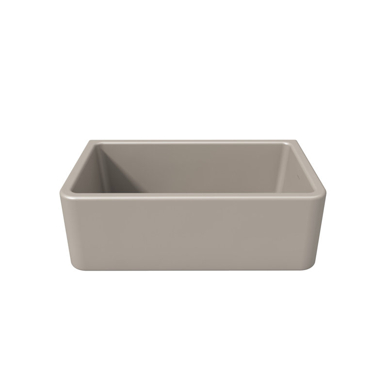 LaToscana 18'' W Single Bowl Fireclay Farmhouse Kitchen Sink, Silver Flax