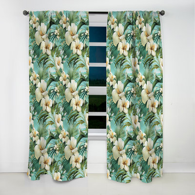 Seafoam Serenity Tropical Motif I - Rideau floral - Rideau occultant floral - 1 panneau