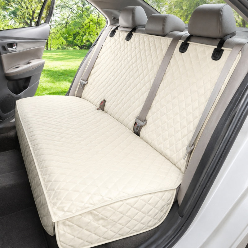 Housse de siège de voiture matelassée imperméable pour siège arrière, Beige