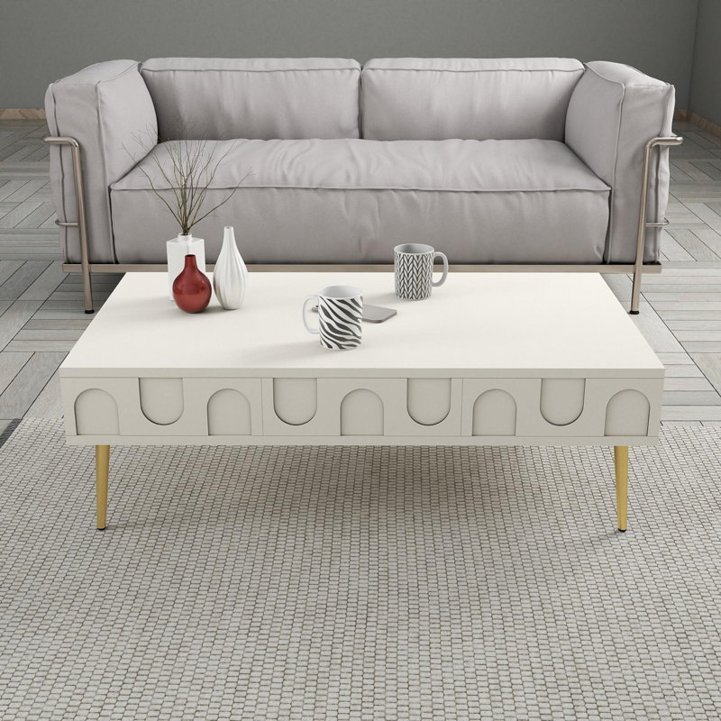 Glorias Coffee Table, Gold, Cream