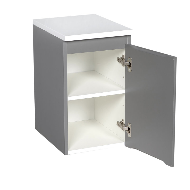 Meuble-lavabo simple 23,4 po avec plateau en céramique Jenika, Gris mat