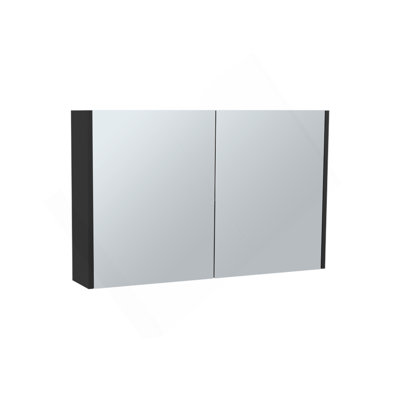 Armoire à pharmacie à double porte avec miroir, trois tablettes intérieures pour la salle de bain, cuisine noire