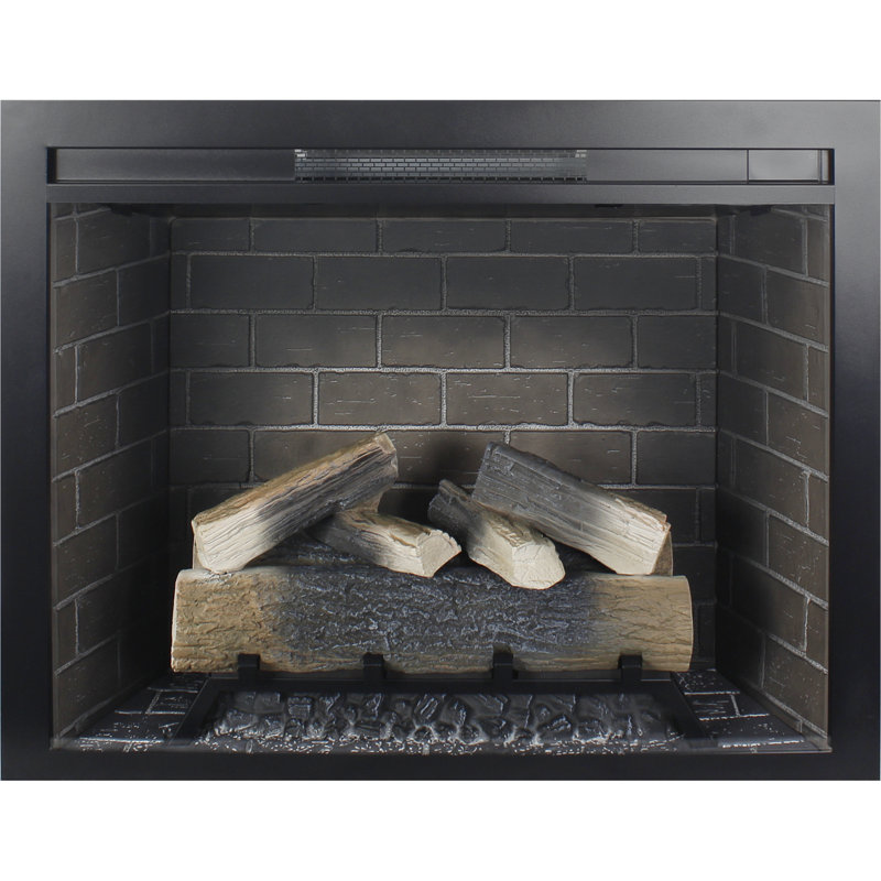 33" Infrared Electric Fireplace Insert with Touch Panel, Fixed Trim Kit & Crackling Sound