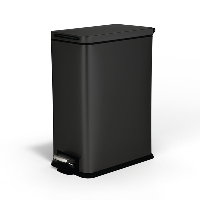 Matte Black Stainless Steel Slim Step Pedal Trash Can - 4.4 Gallon