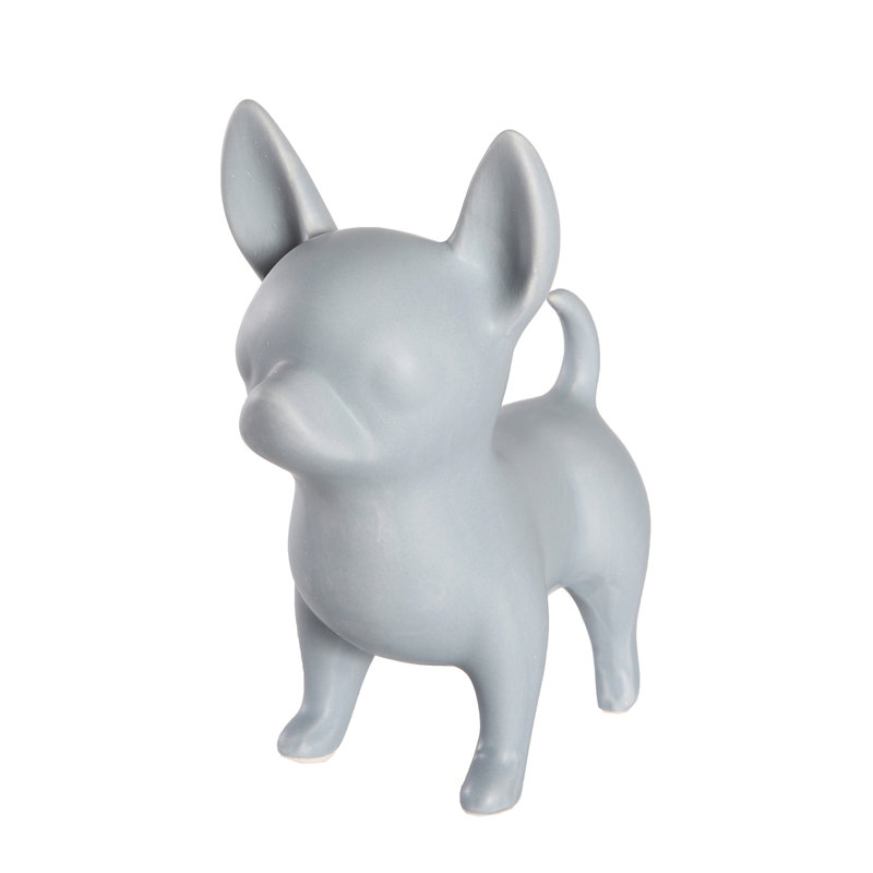 Figurine Rideau, Matte Dark Gray, H 7,87 po x l 6,69 po x P 4,33 po, Chihuahua
