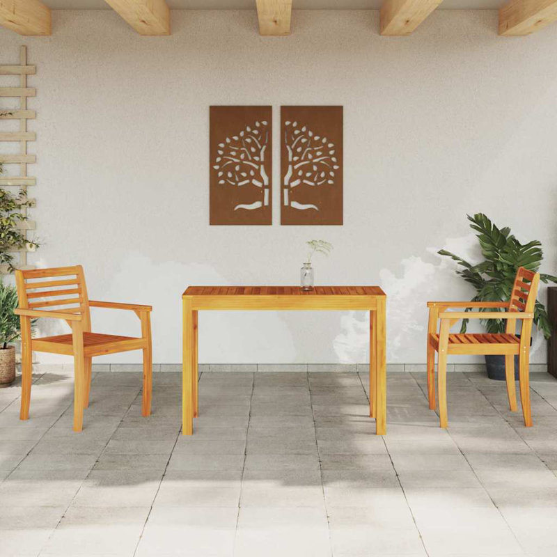 2 - Person Acacia Wood Patio Dining Set with Rectangular Table