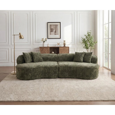 Canapé modulaire courbé 114 po Cloud Modular de 114 po x l 36,6 po x H 27,9 po, aucun assemblage requis avec les 4 coussins du meuble de salon contemporain