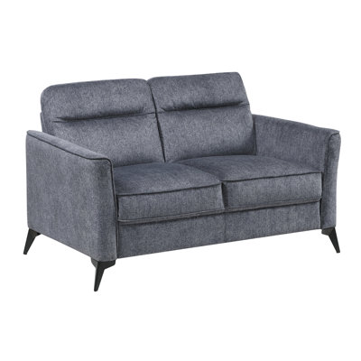 Dark Gray Microfiber Contemporary For Primary Living Space, Black Metal Legs, Cushioned Seats, 300lbs Capacity Room In Textured Microfiber, 19.5" Seat Height
