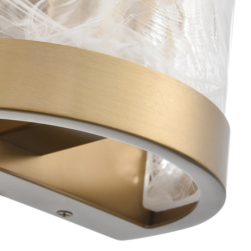 Greeley - 2-Light Wall Sconce - Wispy White Murano Style Alabaster Glass Shade, Brushed Brass