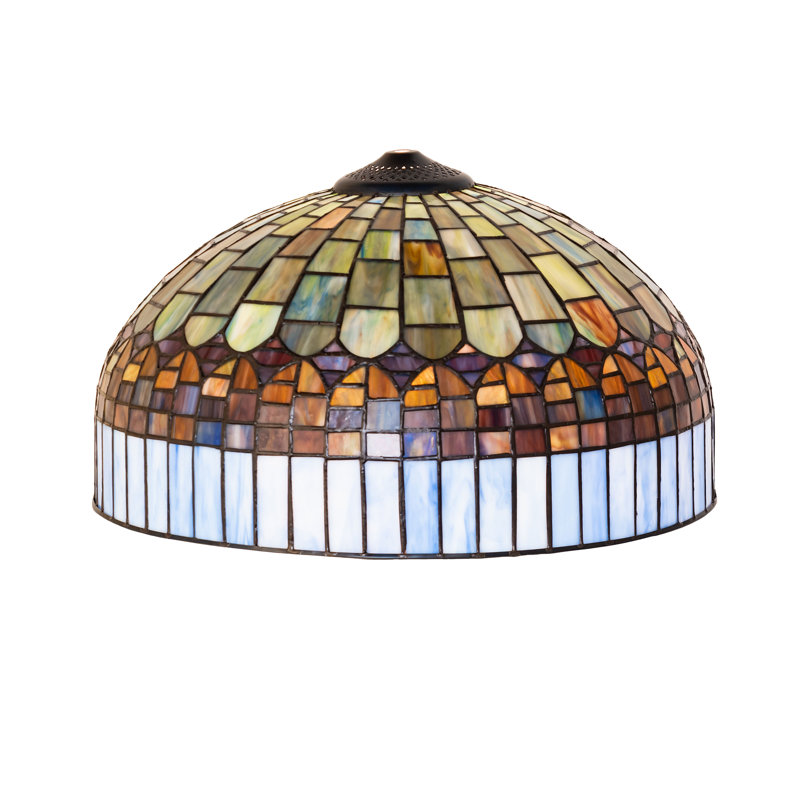 22" Wide Tiffany Candice Shade, Green/Blue/Red/Purple/Amber, 9" H x 16" W x 16" D
