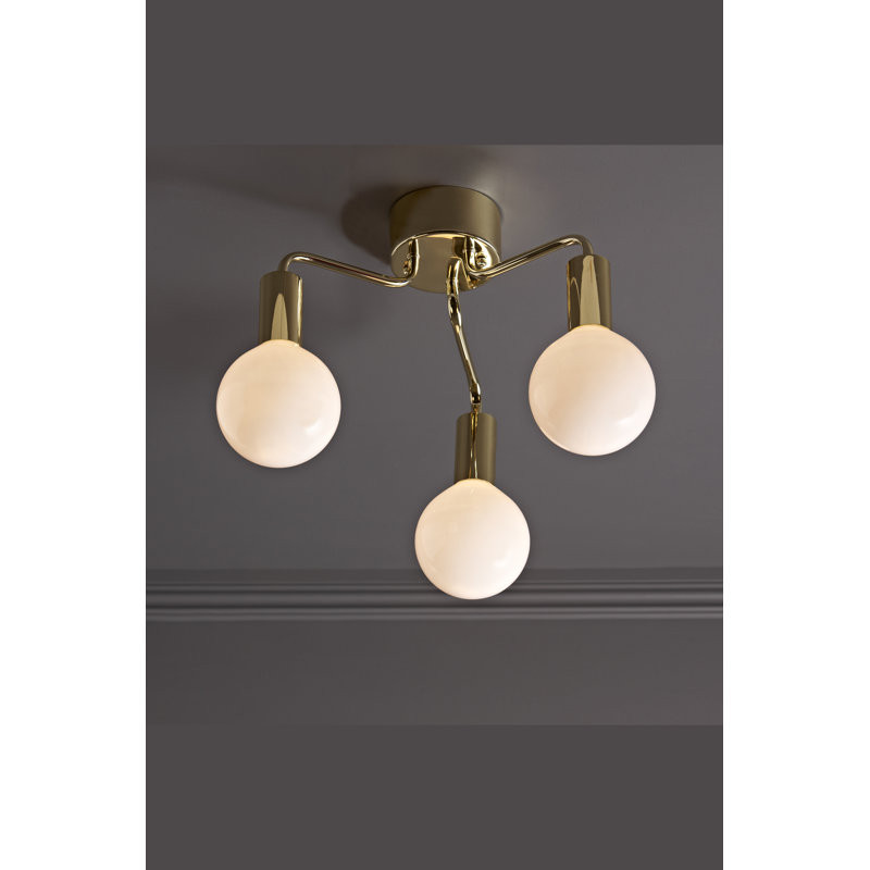 Amethy Glass Semi Flush Mount, Brass