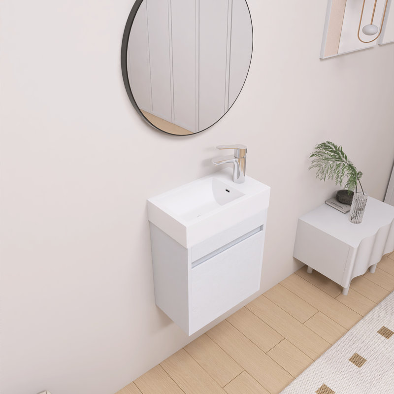 18'' Single Sink Vanity with 1 Door and Resin Basin Sink, White