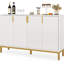 Buffet 59,74 "de luxe blanc et or avec rangement et portes géométriques