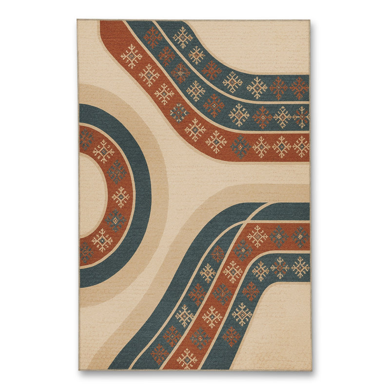 Tapis beige tissé traditionnel Mosso, 4'11" x 9'10"