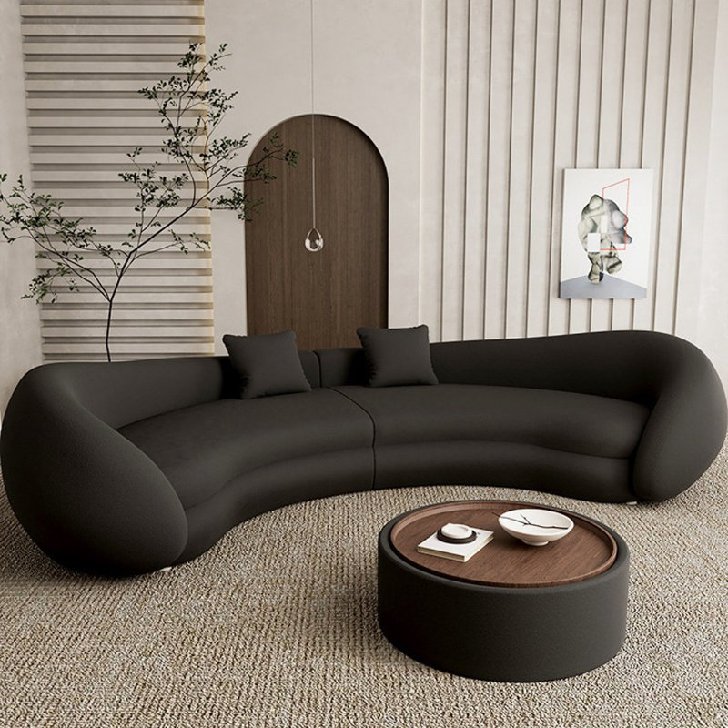 Minimalist Modern Curved Sofa, Black