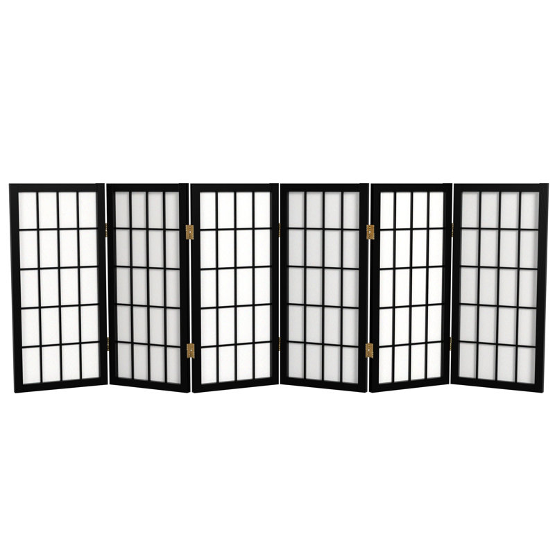 Paravent court Alex H 26,5 po, Noir, 6 panneaux