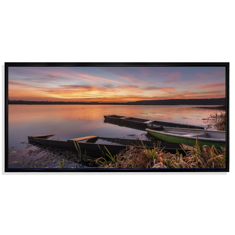 Dramatic Sunrise Lake - photographie sur toile, Cadre noir, H 8 po x l 12 po x P 1 po