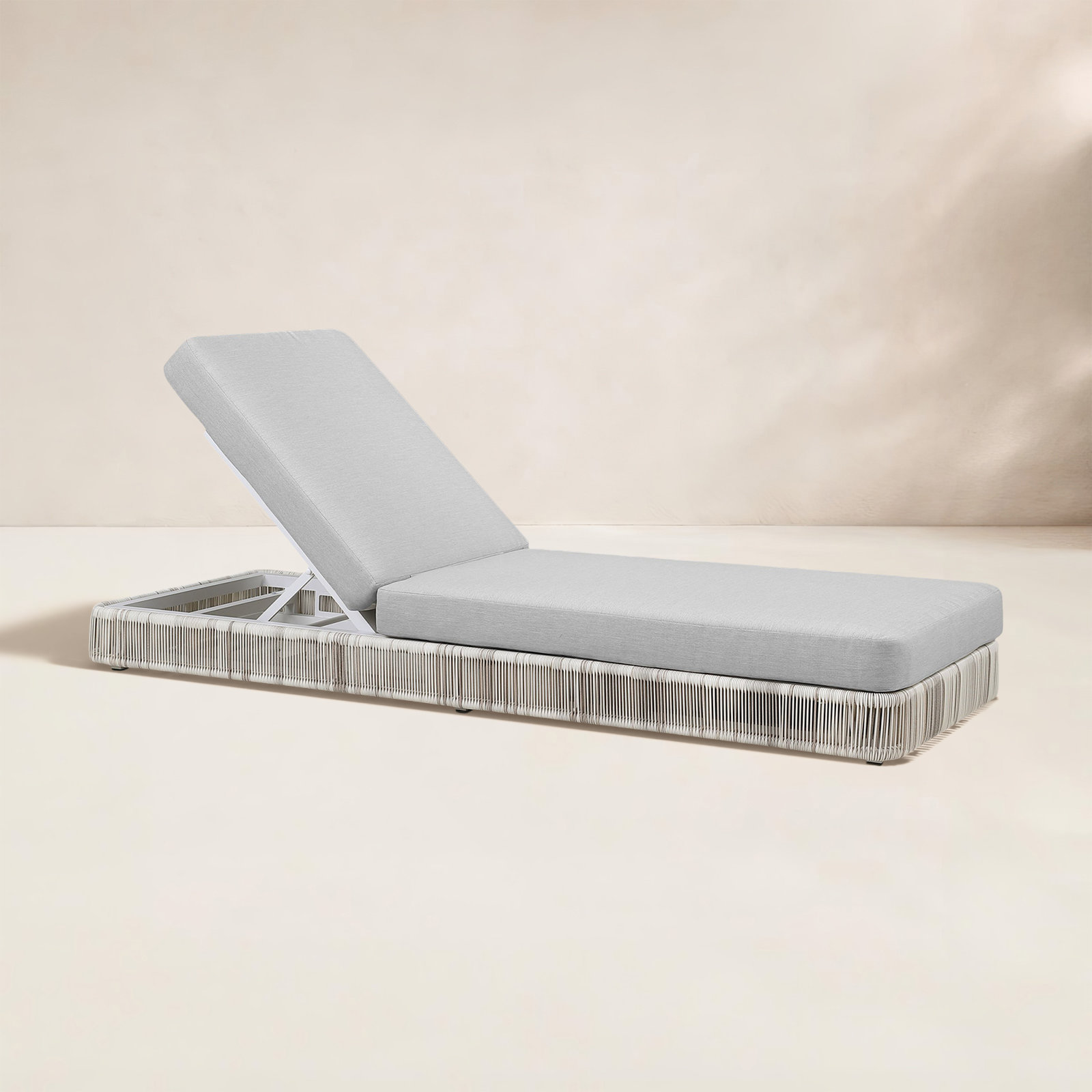 78" Patio Chaise Lounge, Ivory Driftwood