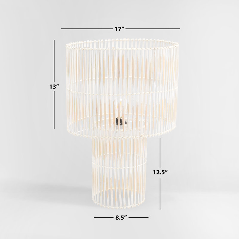 Uguna Wicker/Rattan Table Lamp, White Washed