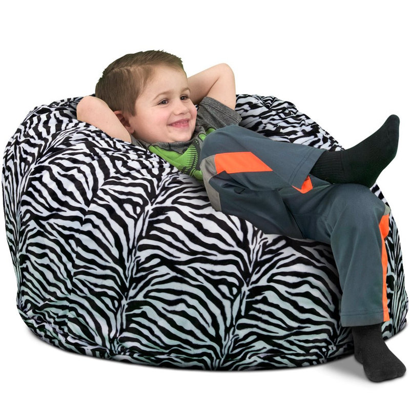  | Fauteuil à billes pour enfant 3 pi | Rembourrage en mousse - Housse lavable amovible, fourrure de zèbre