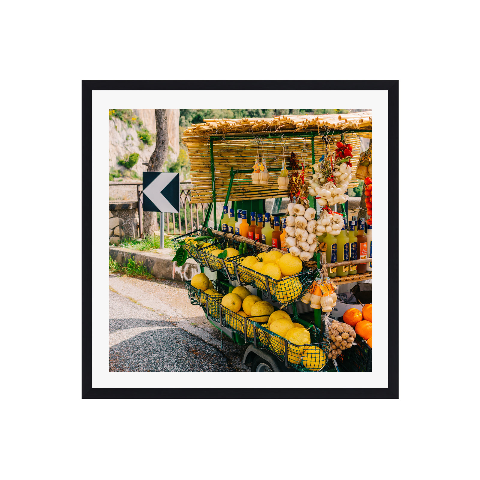 Inali "Amalfi Coast Drive XV" Print, 12" H x 12" W x 0.75" D, Black Single Picture Framed, Yes