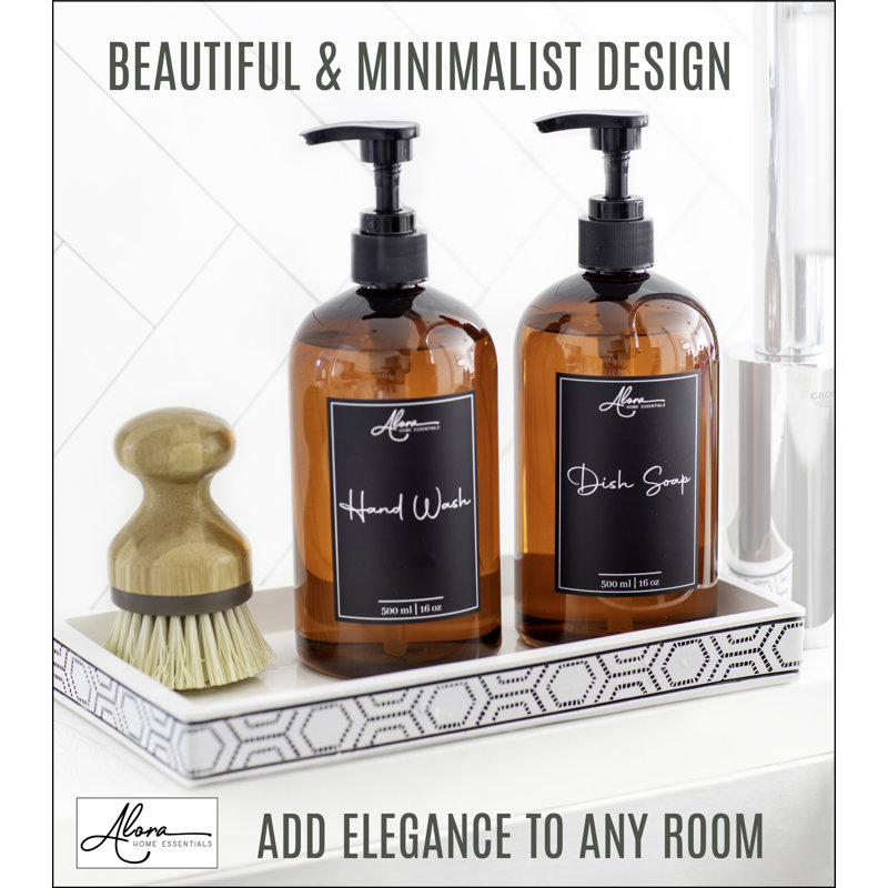 Amber 16oz Refillable Soap Dispenser Set with Labels