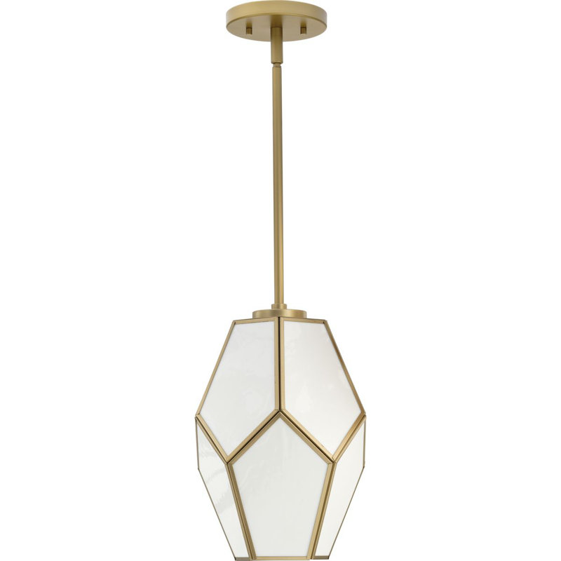 Luminaire suspendu 1 lumière Jamaka, H 13 po x l 9 po x P 9 po, Doré vieilli