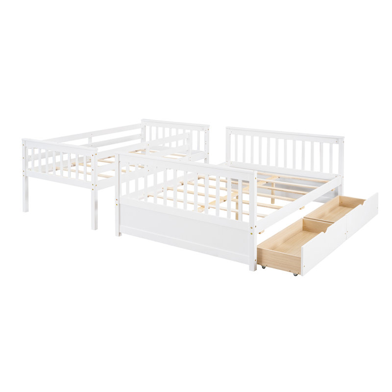 Lit superposé simple, blanc - avec tiroirs de rangement pour lit de commodité, Blanc