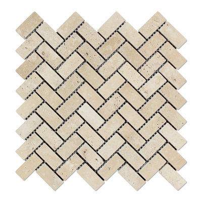 Travertine Herringbone Mosaic Wall & Floor Tile