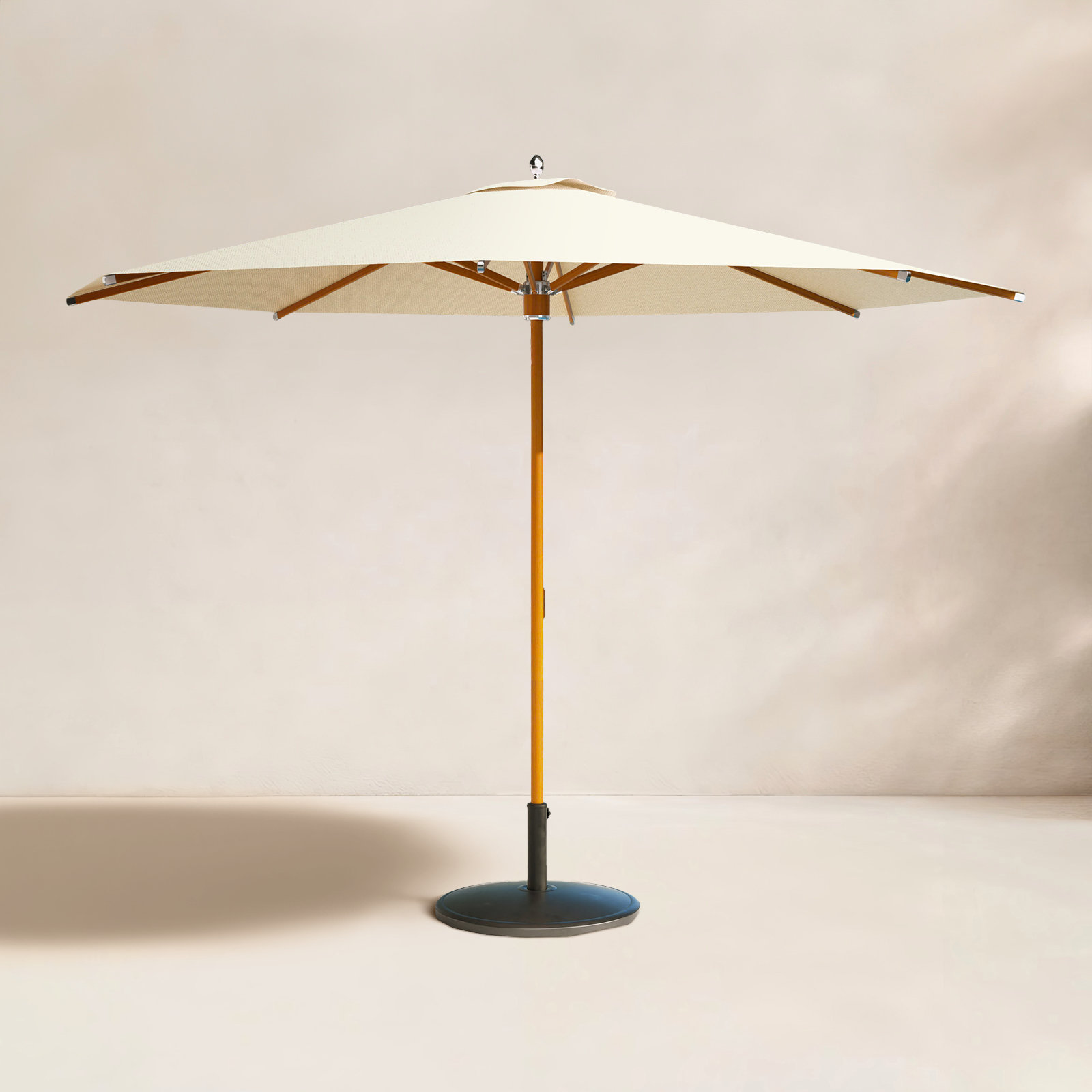 10.8Ft Sunbrella® All-Aluminum Pulley-Operated Round Umbrella, Beige