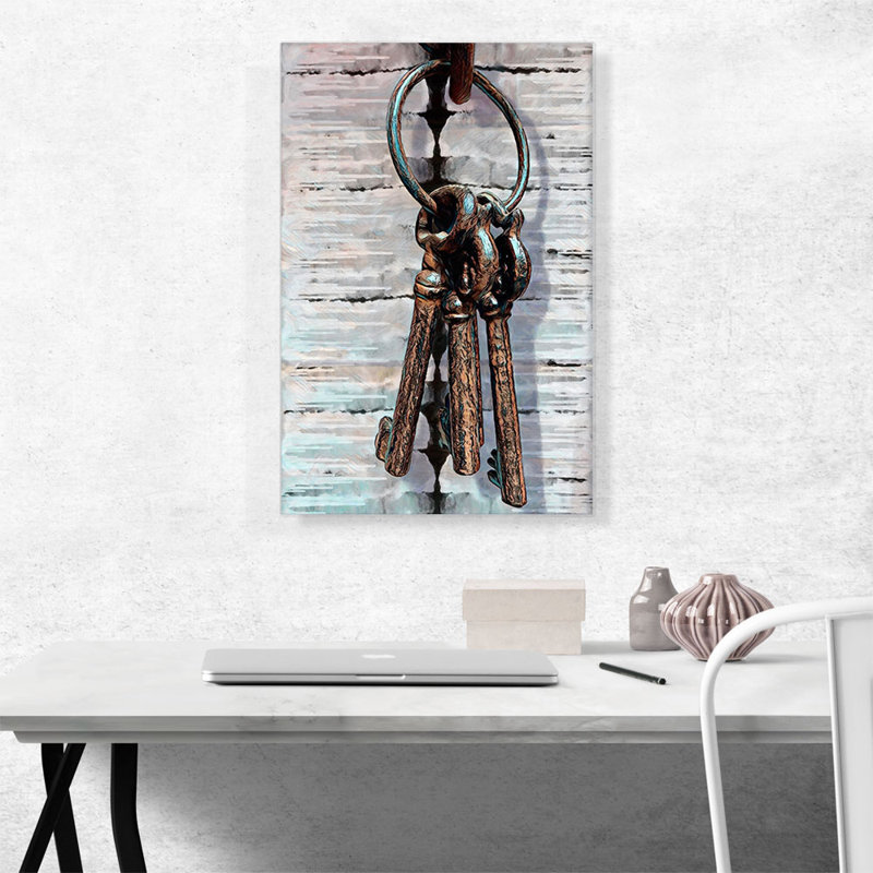 " Old Keys Modern Home Decor " Painting Print, 26" H x 18" W x 0.75" D
