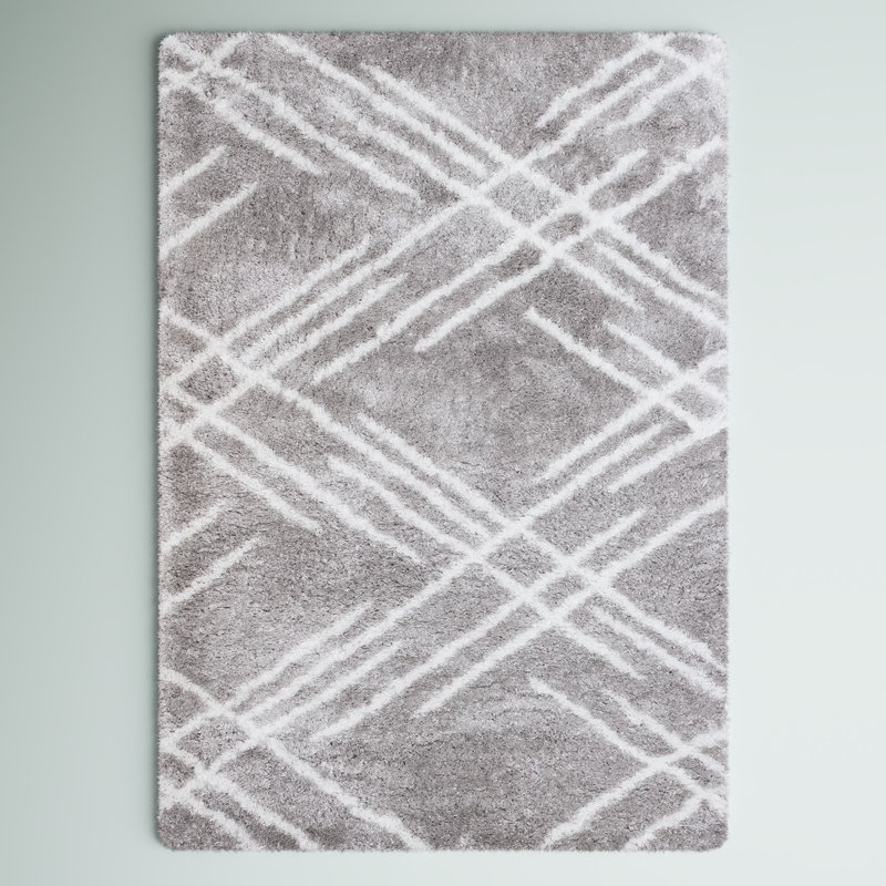 Tapis gris à motif géométrique Arlie, Rectangle 5 pi 3 po x 7 pi 7 po