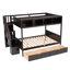 Lit superposé simple au-dessus d'un lit double, avec tablettes, escalier de rangement et 2 tiroirs - atmosphère douillette et espace de sommeil confortable-1586623558