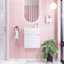 Meuble-lavabo flottant 18 po, meuble à grain droit blanc avec cuve en résine intégrée-123058442