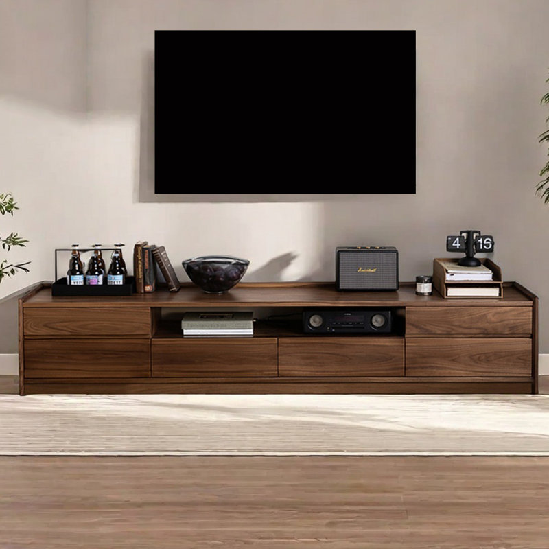 Meuble télé rétro en noyer noir, 94.48"