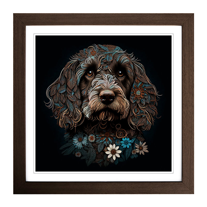 Cockapoo Paisley Art - Framed Print, Walnut