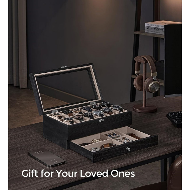 Sumbul Steel Watch Box +, Black/Beige