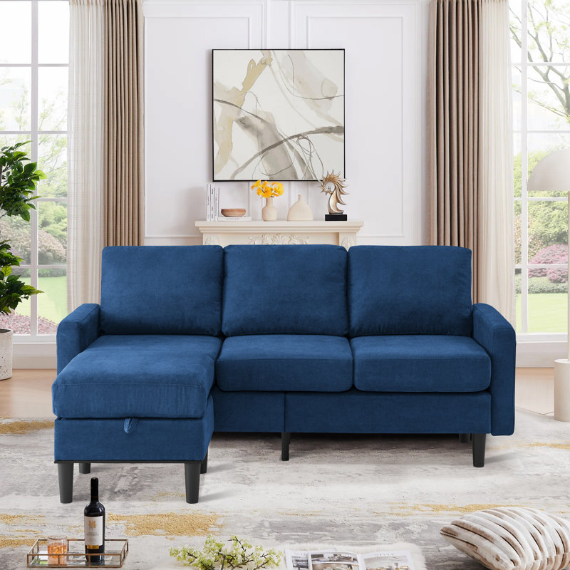 Canapé-lit rembourré 74,8 po Elvedin, 100 % polyester bleu