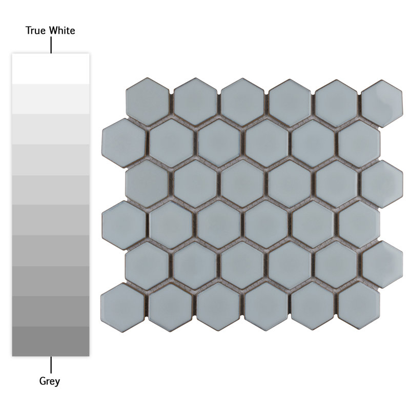 Hudson Due 2" x 2" Hex Porcelain Mosaic Wall & Floor Tile, Silk White
