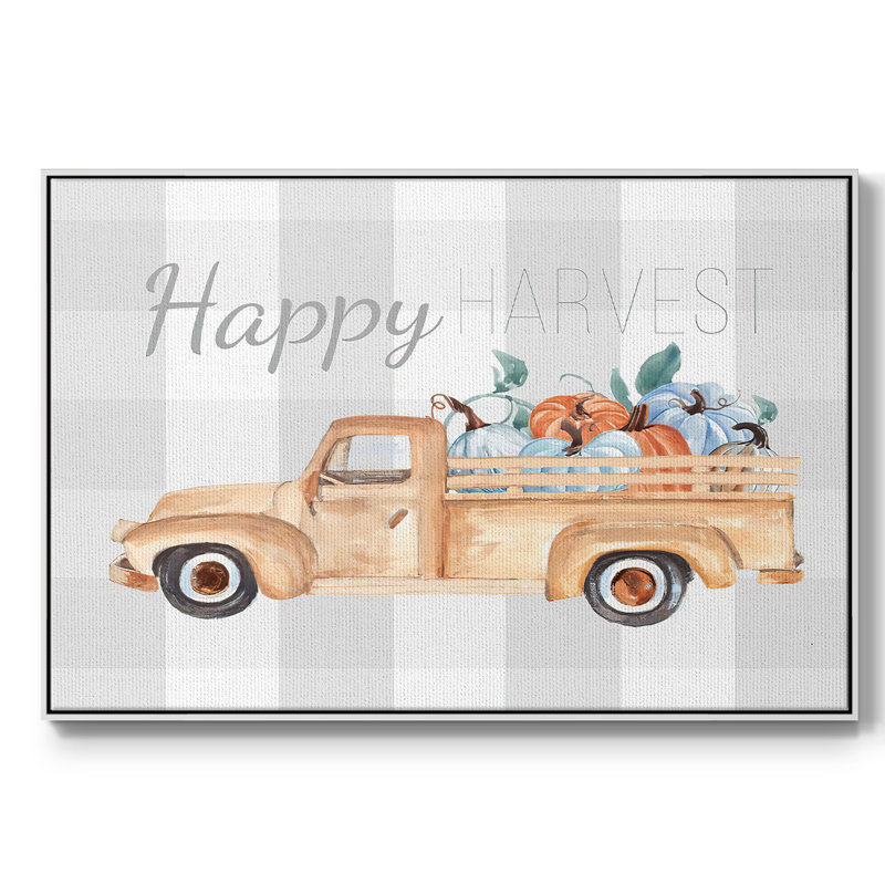Happy Harvest I, reproduction d'art sur toile, H 25 po x l 37 po x P 2 po, Cadre blanc